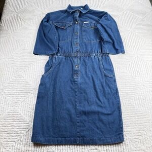 Dreams Denim Dress Women's Large Blue Vintage 90s Western Retro 80s Punk Rock